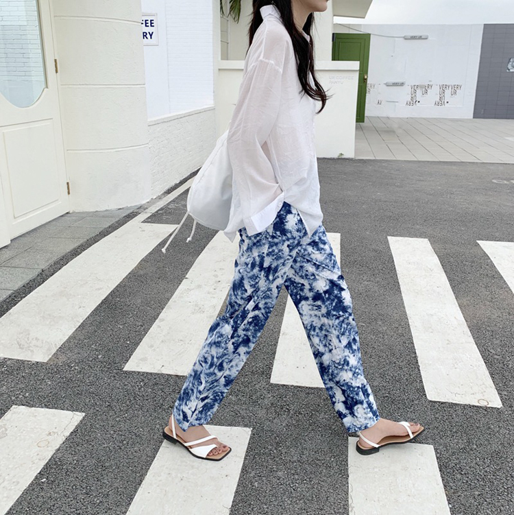 ワイドパンツ レディース 柄パンツス ストレッチ 韓国 送料無料 ジョイフィール joyfeel