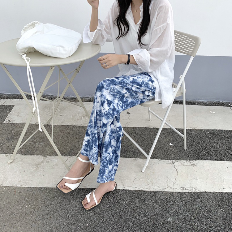 ワイドパンツ レディース 柄パンツス ストレッチ 韓国 送料無料 ジョイフィール joyfeel