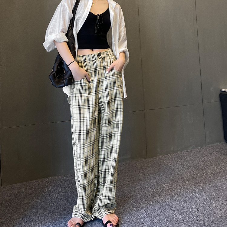 ワイドパンツ レディース チェックパンツ チェック柄 パンツ ロングパンツ ベージュ 韓国ファッション メール便送料無料 Jo Bp 3167 海外ファッション Joyfeel 通販 Yahoo ショッピング