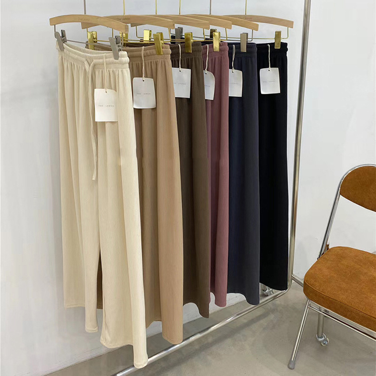 ワイドパンツ ゴム レディース ゆったり ロングパンツ くすみカラー 韓国 送料無料 ジョイフィール joyfeel