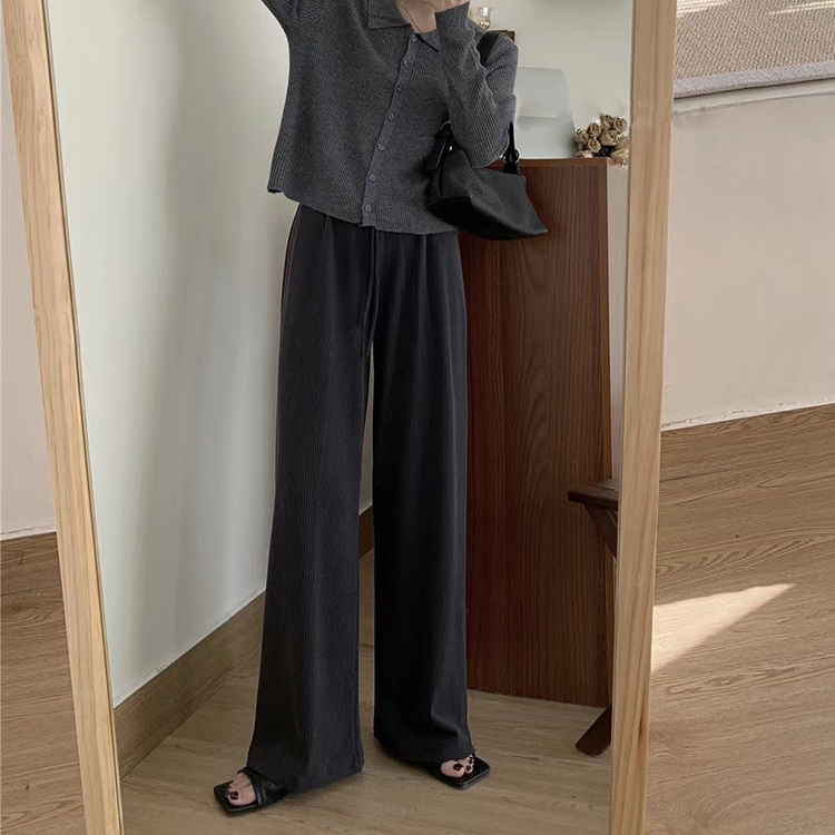 ワイドパンツ ゴム レディース ゆったり ロングパンツ くすみカラー 韓国 送料無料 ジョイフィール joyfeel