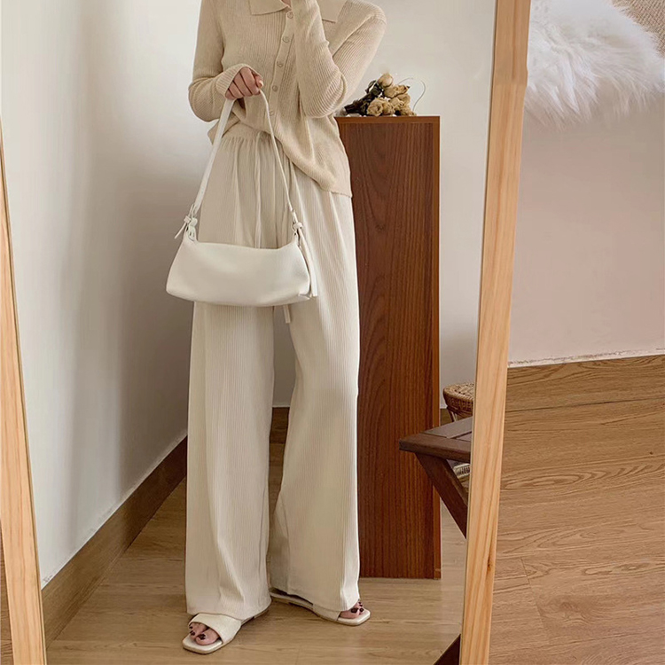 ワイドパンツ ゴム レディース ゆったり ロングパンツ くすみカラー 韓国 送料無料 ジョイフィール joyfeel