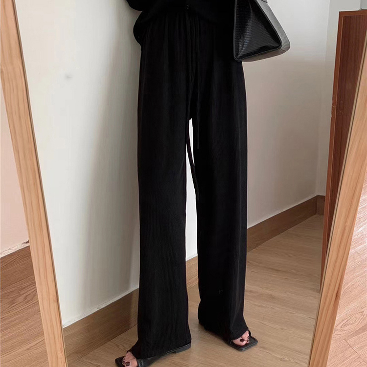 ワイドパンツ ゴム レディース ゆったり ロングパンツ くすみカラー 韓国 送料無料 ジョイフィール joyfeel