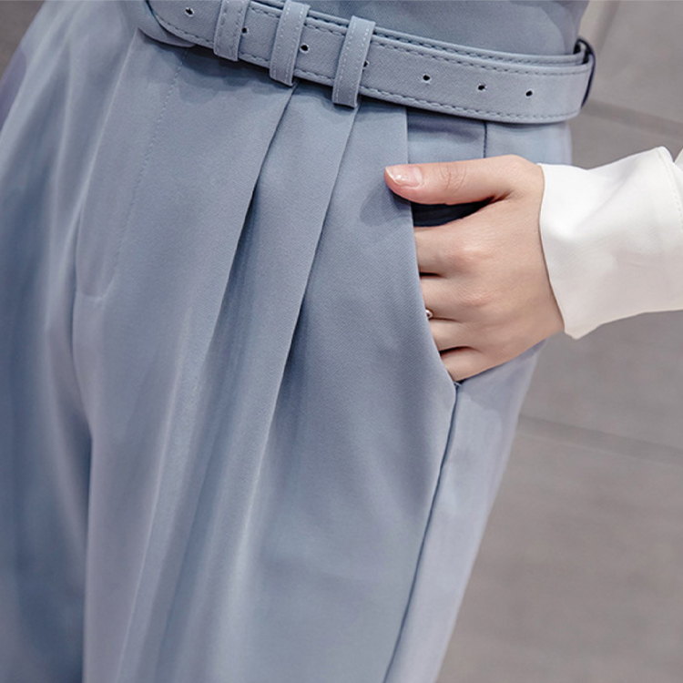 テーパードパンツ レディース ハイウエスト 9分丈 タック ウエストマーク ベルト付 OL オフィス エレガント Dazzle ダズル