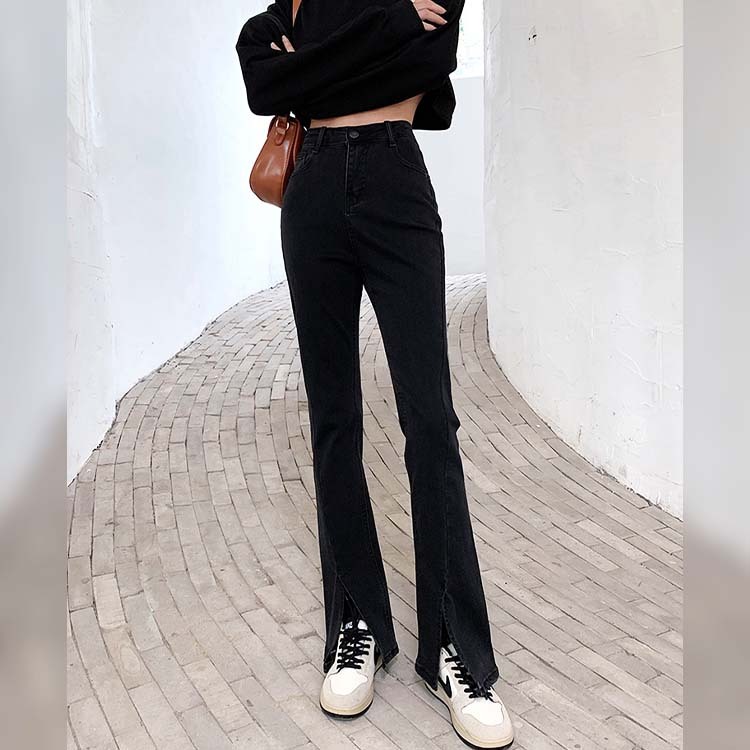 デニム レディース パンツ スリット フレア フレアパンツ スリットパンツ おしゃれ Dazzle ダズル