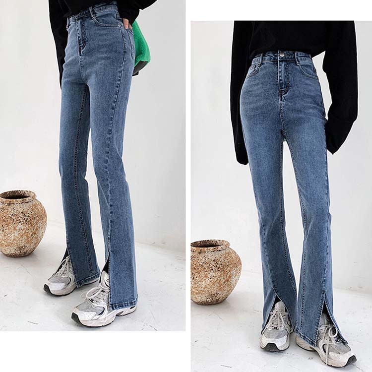 デニム レディース パンツ スリット フレア フレアパンツ スリットパンツ おしゃれ Dazzle ダズル