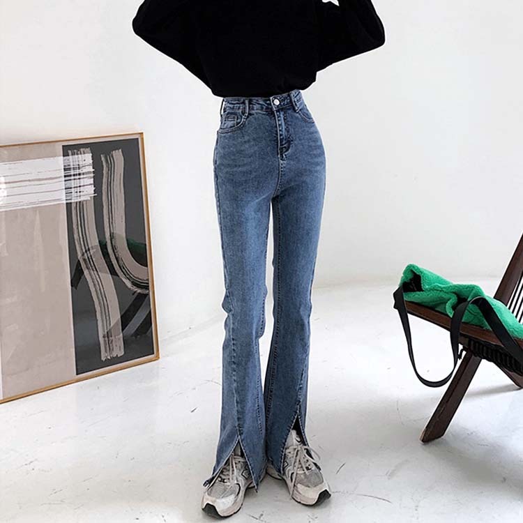 デニム レディース パンツ スリット フレア フレアパンツ スリットパンツ おしゃれ Dazzle ダズル