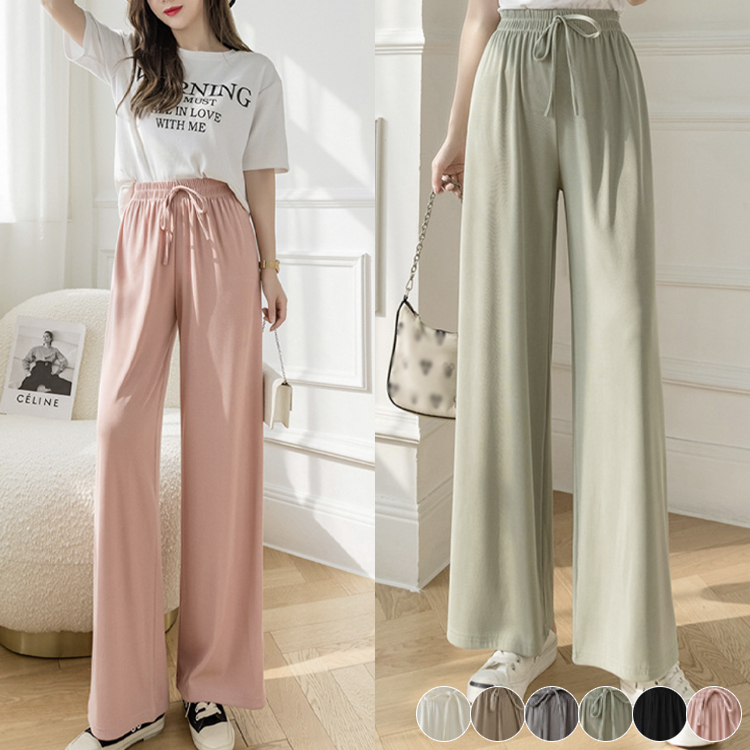 ワイドパンツ レディース ロング ロングパンツ 無地 ストレート パンツ ゆったり おしゃれ 薄手 春 夏 カジュアル ウエストゴム 楽ちん ストレッチ ジョイフィール joyfeel