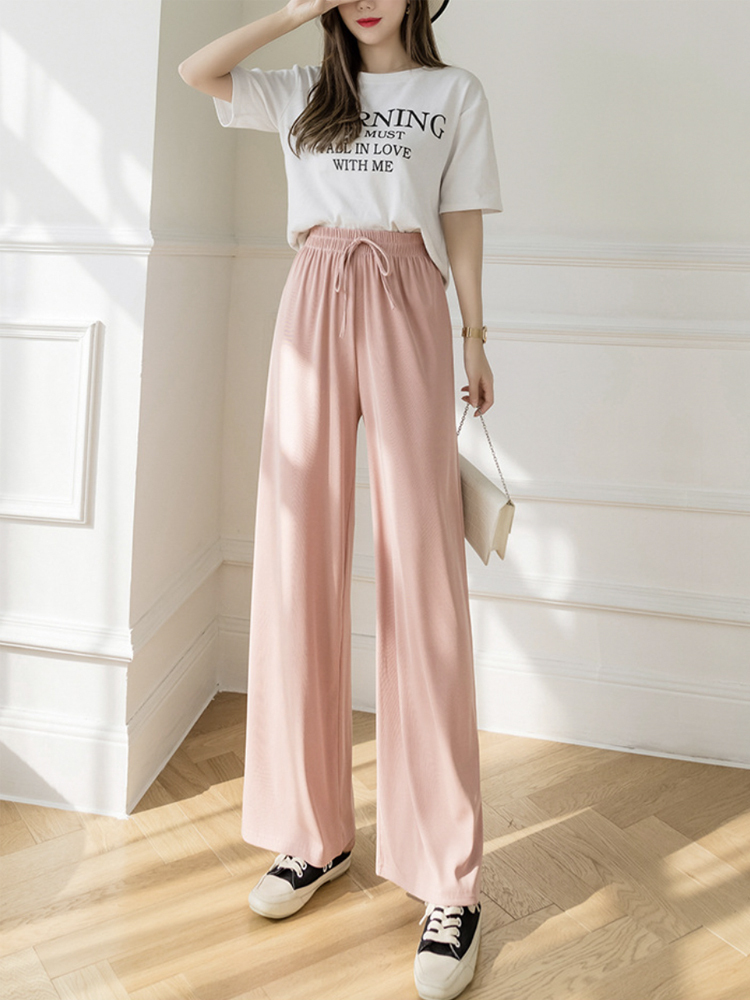 ワイドパンツ レディース ロング ロングパンツ 無地 ストレート パンツ ゆったり おしゃれ 薄手 春 夏 カジュアル ウエストゴム 楽ちん ストレッチ ジョイフィール joyfeel