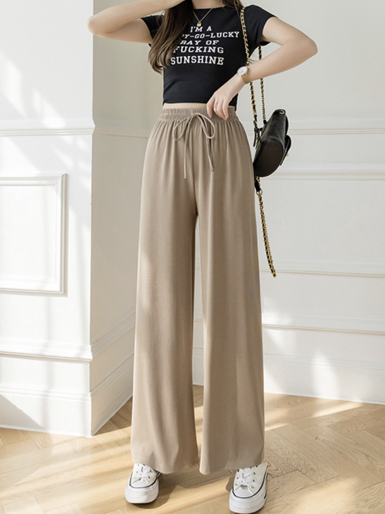 ワイドパンツ レディース ロング ロングパンツ 無地 ストレート パンツ ゆったり おしゃれ 薄手 春 夏 カジュアル ウエストゴム 楽ちん ストレッチ ジョイフィール joyfeel