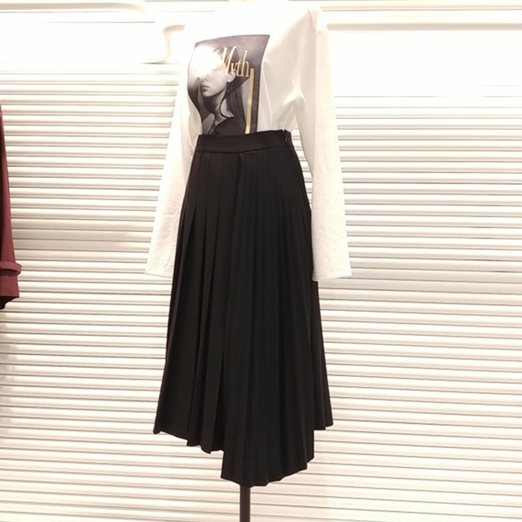 プリーツスカート レディース アシンメトリー スーツ レトロ 韓国 送料無料 Dazzle ダズル