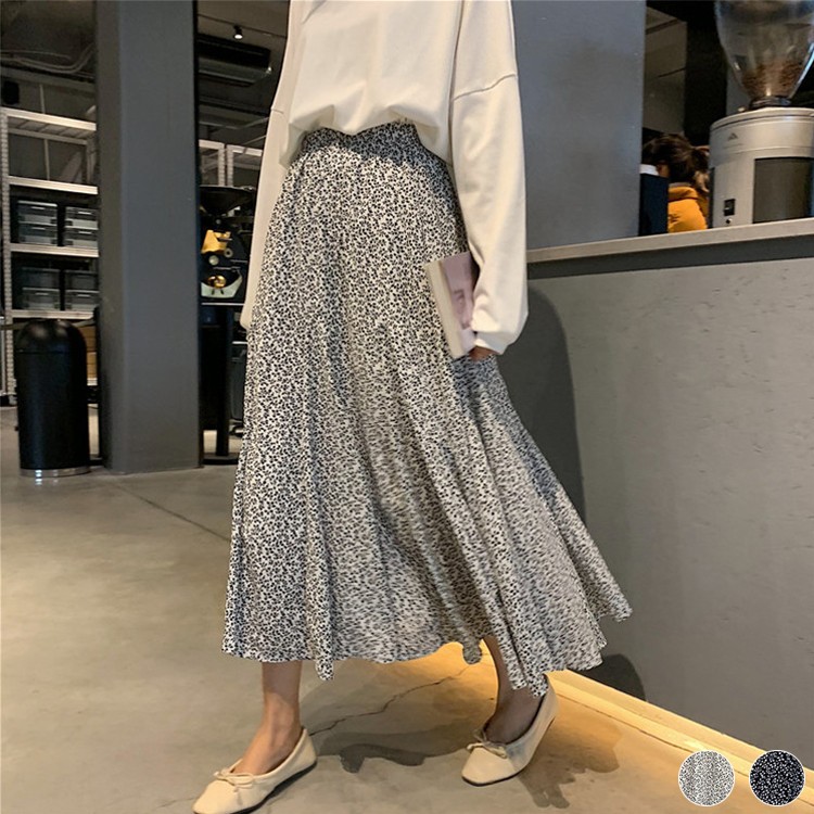 花柄スカート ロングスカート フレアスカート ミモレ丈スカート レディース 韓国 送料無料 Dazzle ダズル