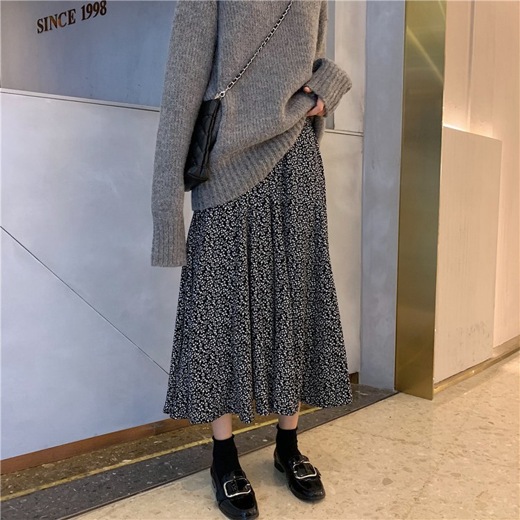 花柄スカート ロングスカート フレアスカート ミモレ丈スカート レディース 韓国 送料無料 Dazzle ダズル