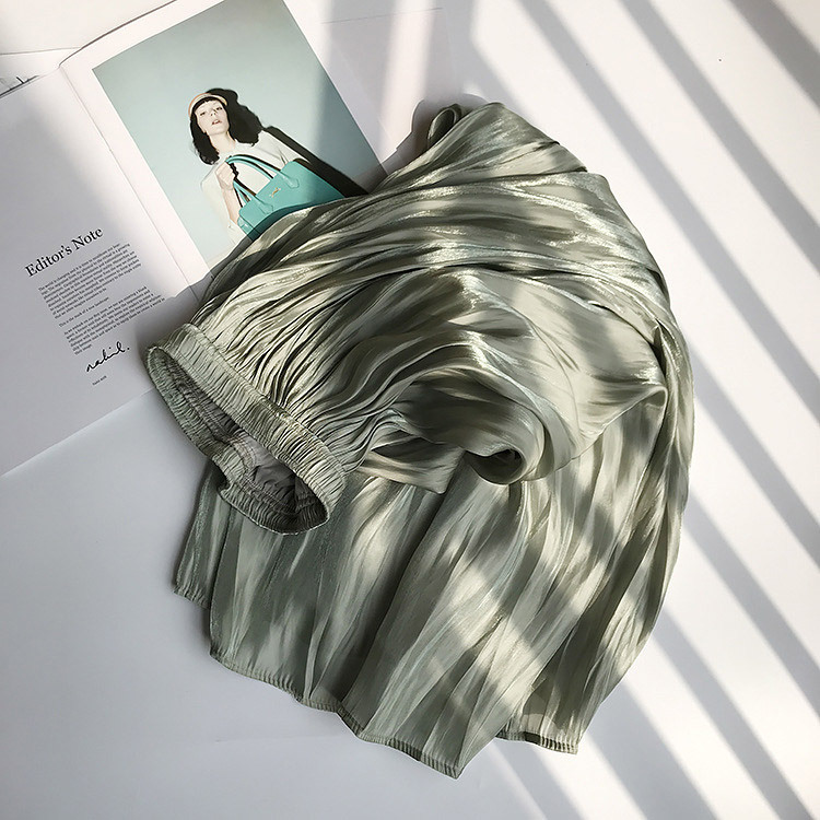 サテン ロングスカート ミモレ丈スカート レディース フレアスカート 韓国 送料無料 Dazzle ダズル