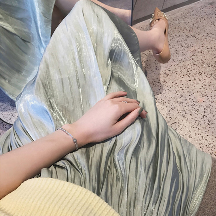 サテン ロングスカート ミモレ丈スカート レディース フレアスカート 韓国 送料無料 Dazzle ダズル