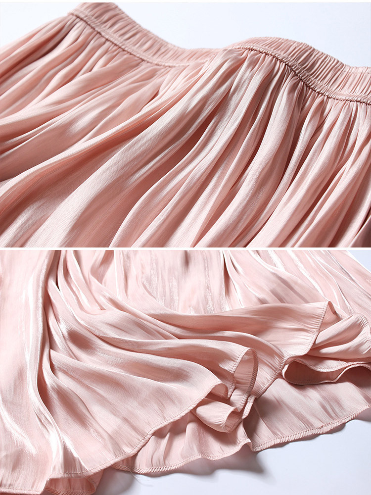 サテン ロングスカート ミモレ丈スカート レディース フレアスカート 韓国 送料無料 Dazzle ダズル