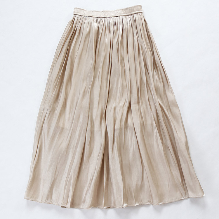 サテン ロングスカート ミモレ丈スカート レディース フレアスカート 韓国 送料無料 Dazzle ダズル