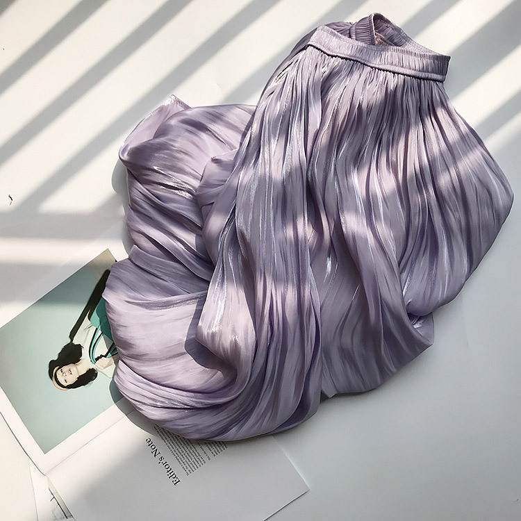 サテン ロングスカート ミモレ丈スカート レディース フレアスカート 韓国 送料無料 Dazzle ダズル