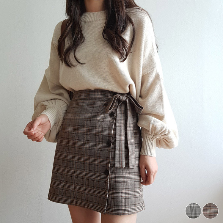 スカート チェック柄 レディース 台形 韓国 送料無料 Dazzle ダズル