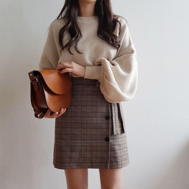 スカート チェック柄 レディース 台形 韓国 送料無料 Dazzle ダズル