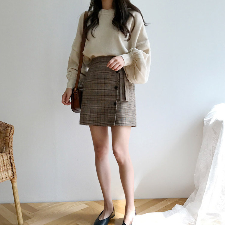 スカート チェック柄 レディース 台形 韓国 送料無料 Dazzle ダズル