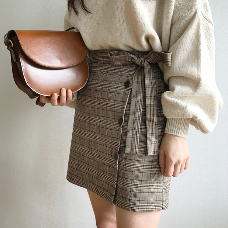 スカート チェック柄 レディース 台形 韓国 送料無料 Dazzle ダズル
