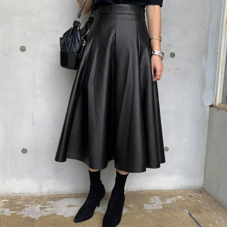 レザースカート レディース ミモレ丈 レザー 韓国 送料無料 Dazzle ダズル