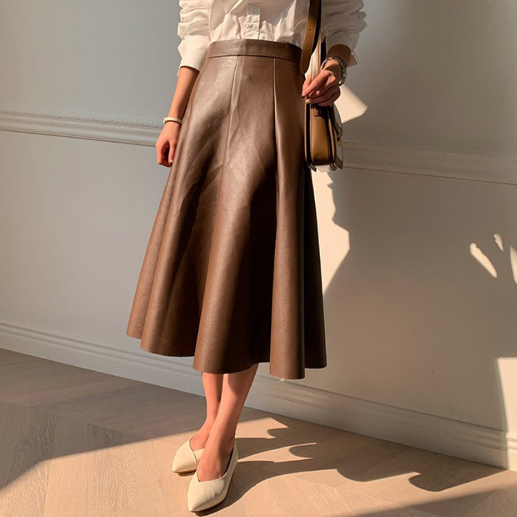 レザースカート レディース ミモレ丈 レザー 韓国 送料無料 Dazzle ダズル