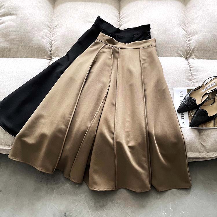 スカート レディース プリーツ フレア ミモレ丈 ロングスカート おしゃれ 通勤 大人 切り替え ハイウエスト Dazzle ダズル