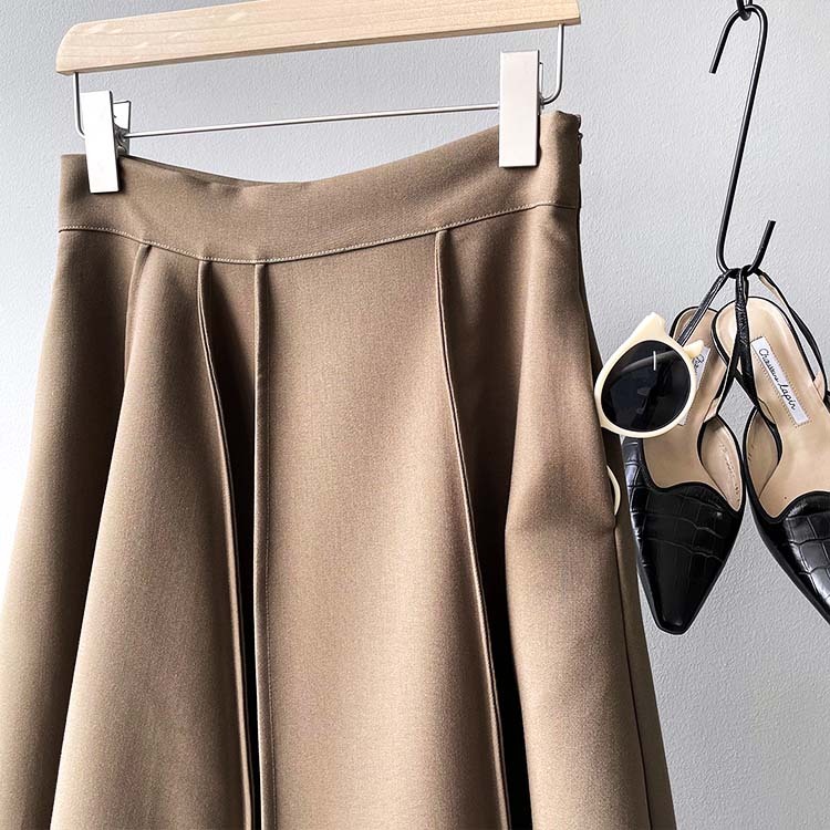 スカート レディース プリーツ フレア ミモレ丈 ロングスカート おしゃれ 通勤 大人 切り替え ハイウエスト Dazzle ダズル