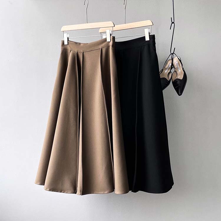 スカート レディース プリーツ フレア ミモレ丈 ロングスカート おしゃれ 通勤 大人 切り替え ハイウエスト Dazzle ダズル