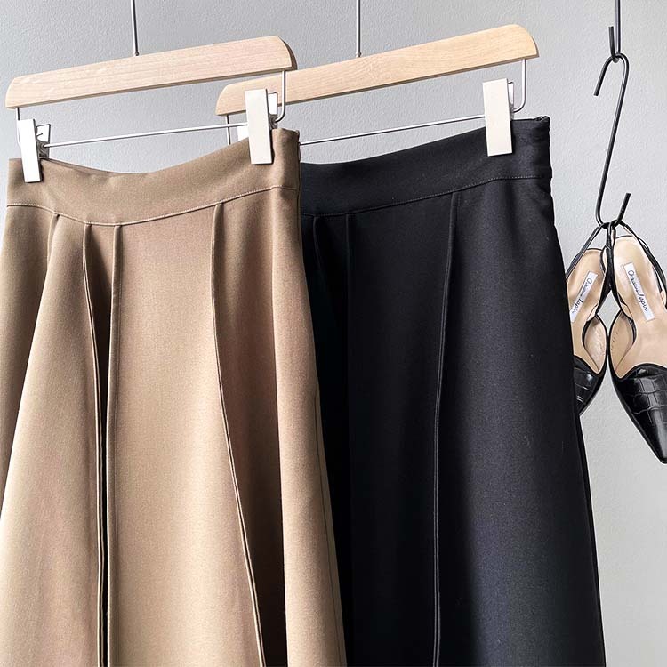 スカート レディース プリーツ フレア ミモレ丈 ロングスカート おしゃれ 通勤 大人 切り替え ハイウエスト Dazzle ダズル