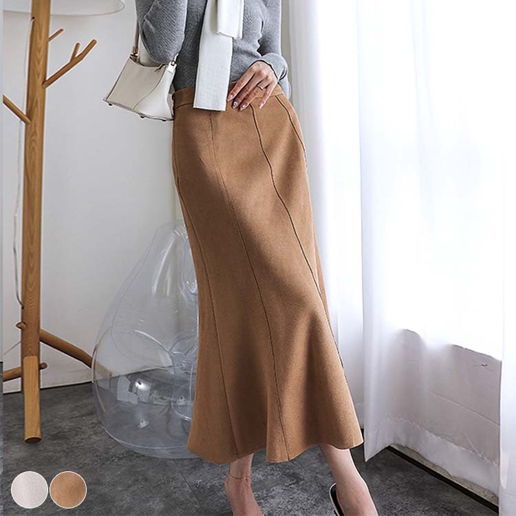 スカート レディース マーメイド ミモレ丈 ロングスカート スエード 切り替え ハイウエスト Dazzle ダズル