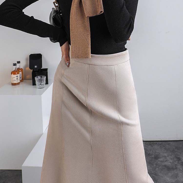 スカート レディース マーメイド ミモレ丈 ロングスカート スエード 切り替え ハイウエスト Dazzle ダズル