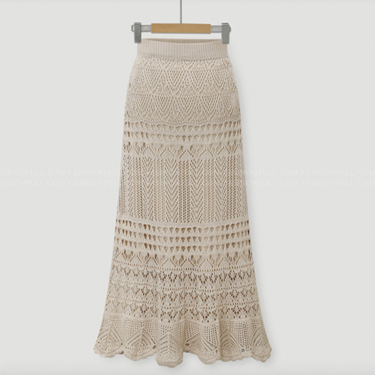 スカート レディース ロング ロングスカート クロシェ 編み シースルー かぎ編み ウエストゴム クロシェスカート マーメイド エレガント おしゃれ 黒 ベージュ Dazzle ダズル