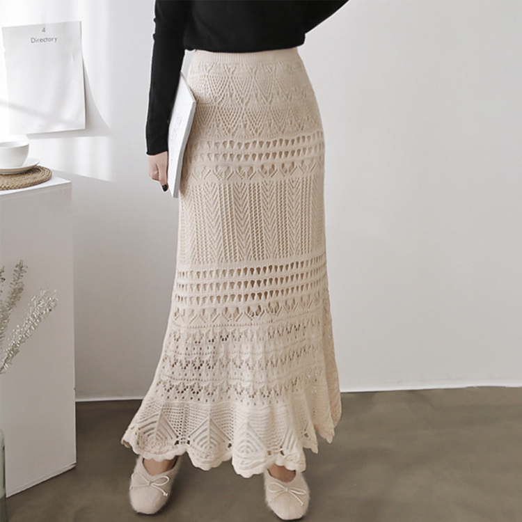 スカート レディース ロング ロングスカート クロシェ 編み シースルー かぎ編み ウエストゴム クロシェスカート マーメイド エレガント おしゃれ 黒 ベージュ Dazzle ダズル