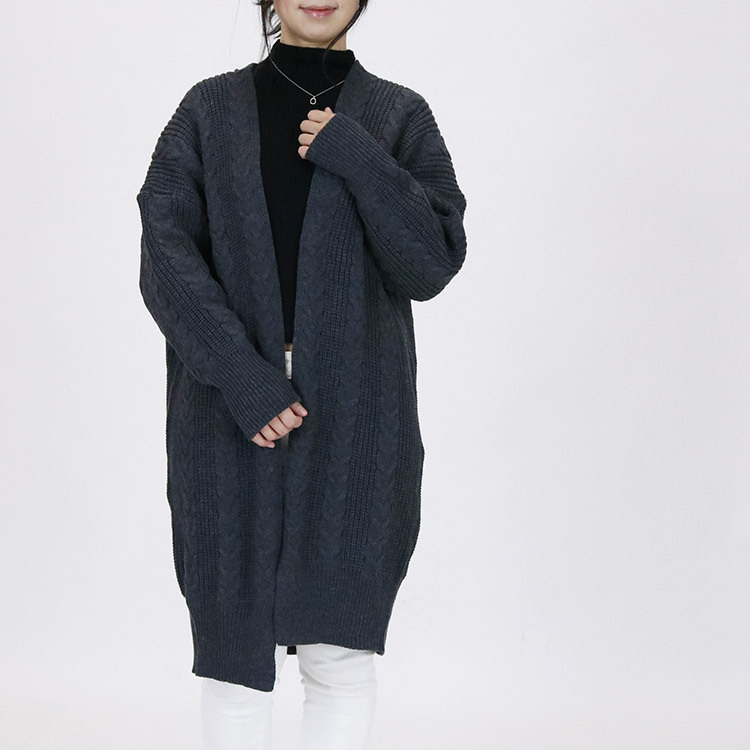 ロングカーディガン レディース ケーブル編み ケーブルニット 秋冬 韓国 Dazzle ダズル