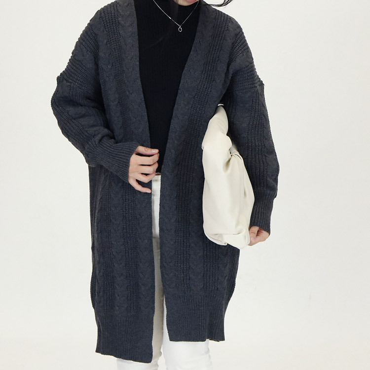 ロングカーディガン レディース ケーブル編み ケーブルニット 秋冬 韓国 Dazzle ダズル