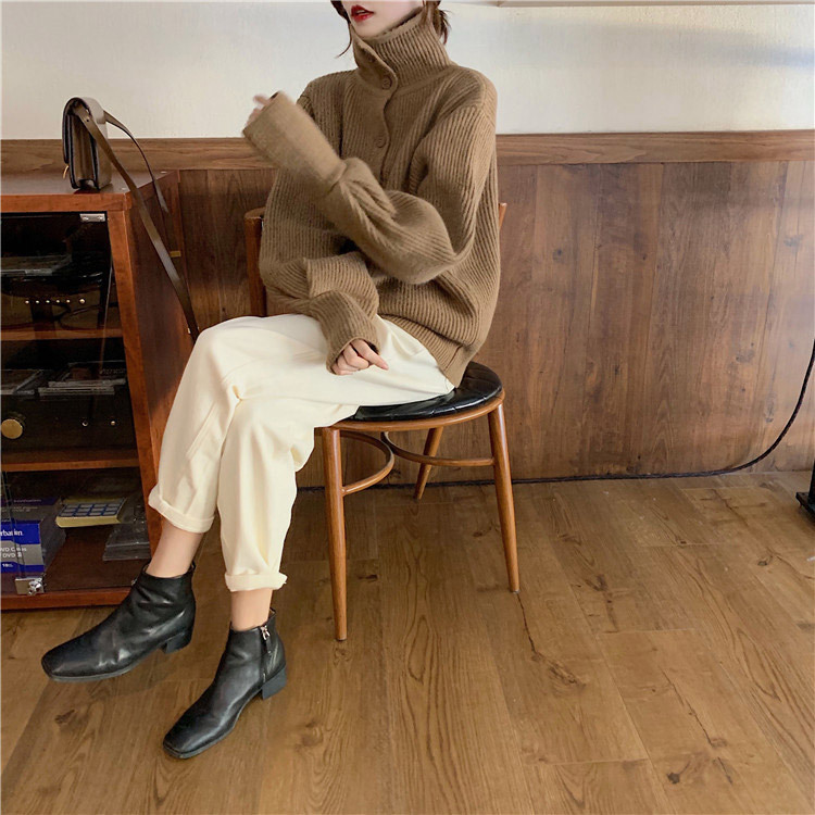 カーディガン レディース ハイネック セーター ショート丈 韓国 Dazzle ダズル