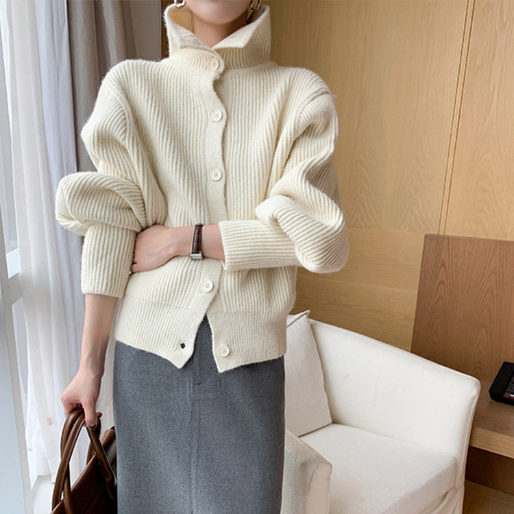 カーディガン レディース ハイネック セーター ショート丈 韓国 Dazzle ダズル