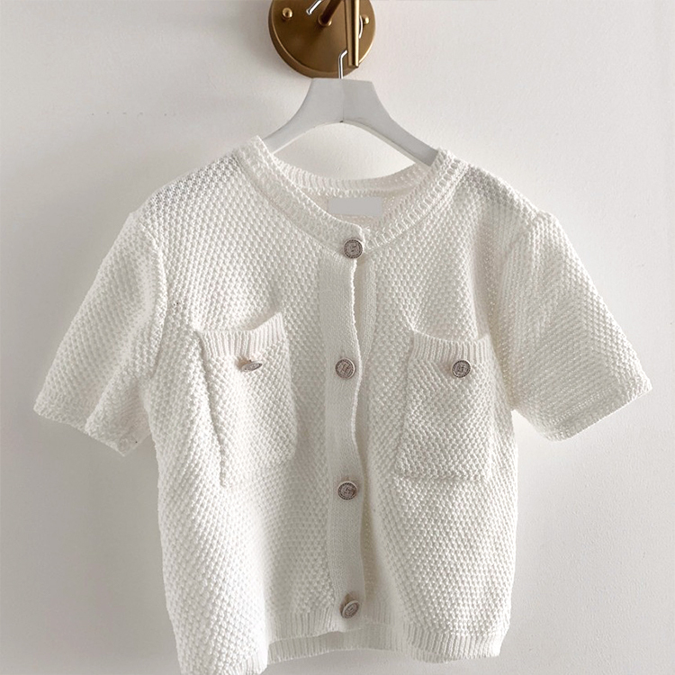 カーディガン レディース 半袖 白 サマーニット 夏　ゆったり ショート丈 エレガント きれいめ ジョイフィール joyfeel