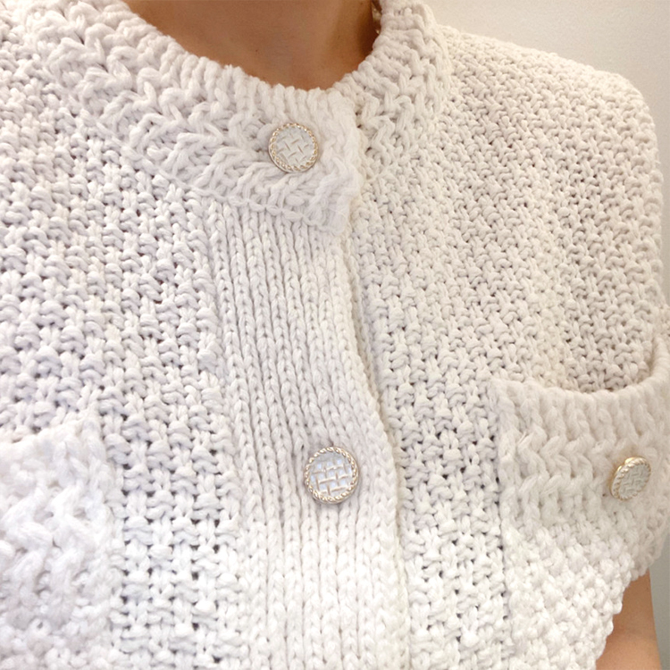 カーディガン レディース 半袖 白 サマーニット 夏　ゆったり ショート丈 エレガント きれいめ ジョイフィール joyfeel