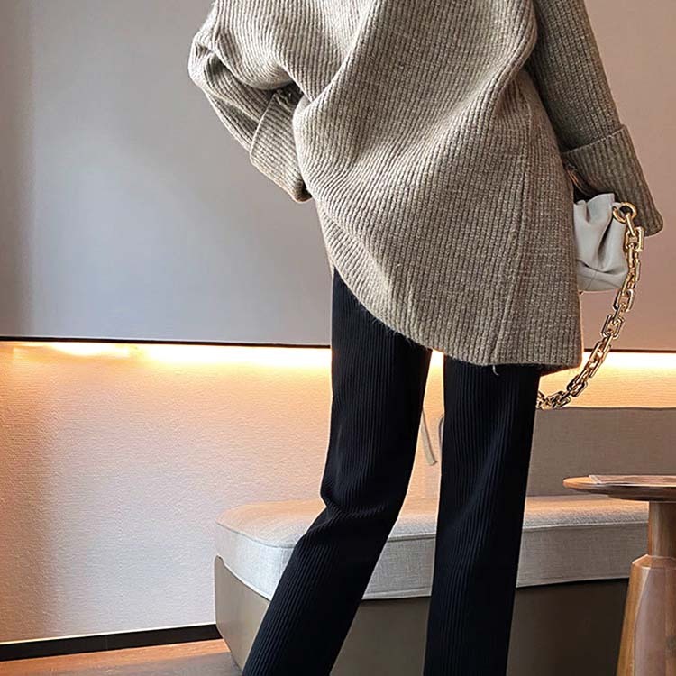 カーディガンレディース ニット ざっくり編み ニットカーディガン 厚め アウター セミロング丈 ゆったり ベルト付き Dazzle ダズル