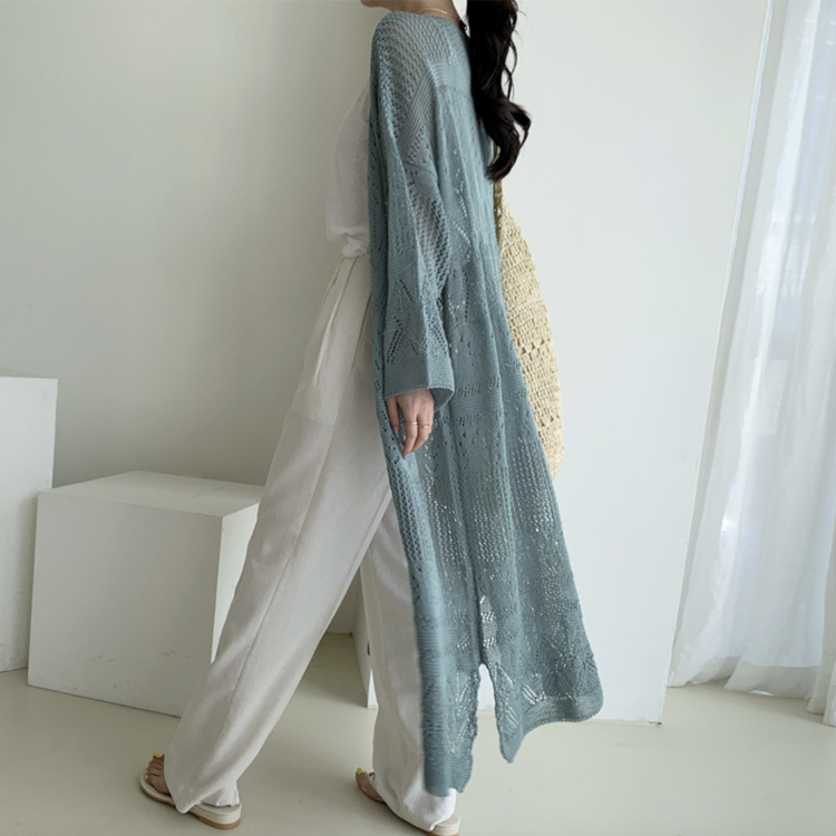 ロングカーディガン レディース クロシェ カーディガン 透かし彫り レース編み 薄手 エレガント きれいめ 春 夏 秋 ロング丈カーディガン おしゃれ  ジョイフィール joyfeel