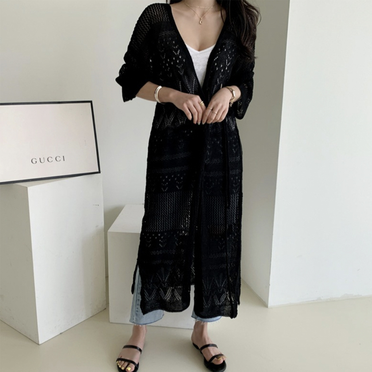 ロングカーディガン レディース クロシェ カーディガン 透かし彫り レース編み 薄手 エレガント きれいめ 春 夏 秋 ロング丈カーディガン おしゃれ  ジョイフィール joyfeel