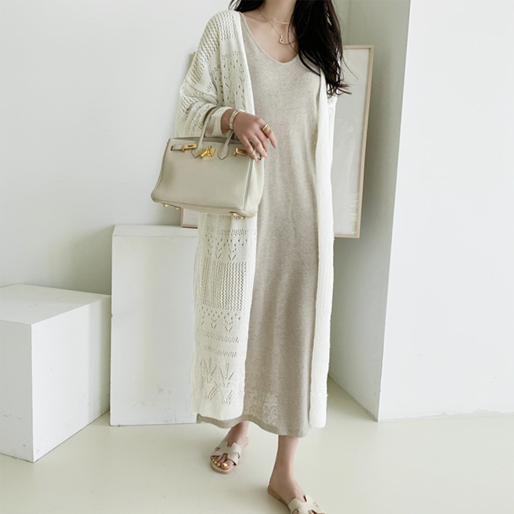 ロングカーディガン レディース クロシェ カーディガン 透かし彫り レース編み 薄手 エレガント きれいめ 春 夏 秋 ロング丈カーディガン おしゃれ  ジョイフィール joyfeel