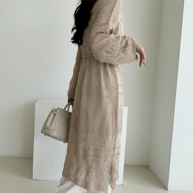 ロングカーディガン レディース クロシェ カーディガン 透かし彫り レース編み 薄手 エレガント きれいめ 春 夏 秋 ロング丈カーディガン おしゃれ  ジョイフィール joyfeel