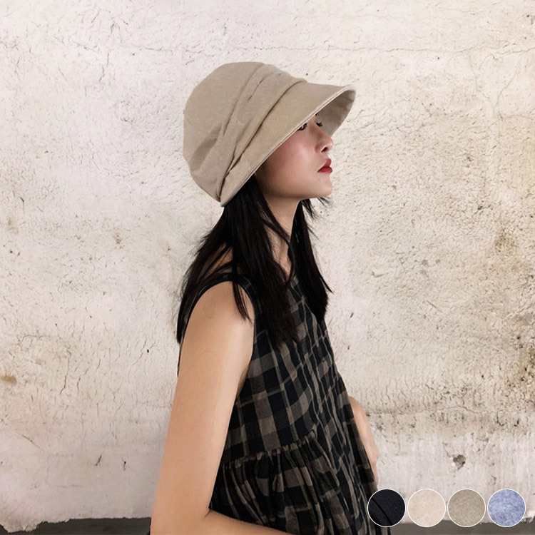 キャスケット レディース 帽子 無地 薄手 コットンリネン ハンチング レトロ ジョイフィール joyfeel