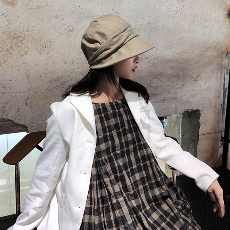 キャスケット レディース 帽子 無地 薄手 コットンリネン ハンチング レトロ ジョイフィール joyfeel