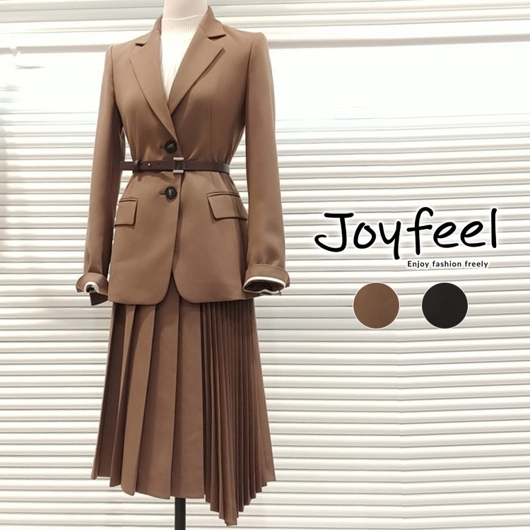 ジャケット スーツ レディース ベルト付き 秋冬 シングル 入学式 卒業式 韓国  width=